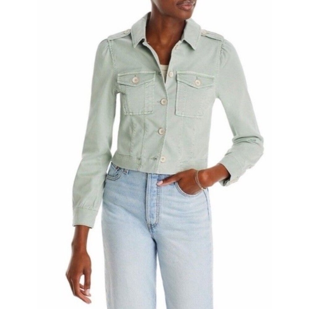 Paige $249 Twill Jacket Ivy Green Medium Military Utility Epaulettes Pockets